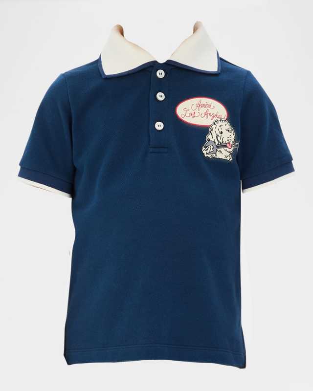 Boy's Station Patch Short-Sleeve Polo Shirt, Size 4-
